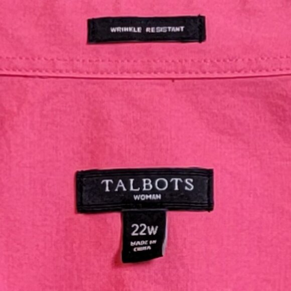 Talbots Coral Pink Wrinkle Resistant 3/4 Sleeve Cotton Blouse - 22W - Picture 7 of 7